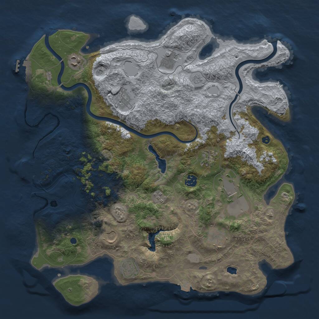 Rust Map: Procedural Map, Size: 4000, Seed: 1869720438, 16 Monuments