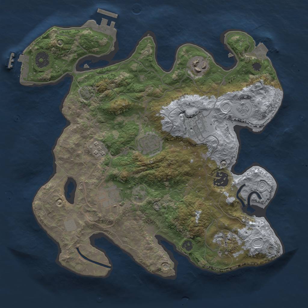 Rust Map: Procedural Map, Size: 3000, Seed: 92465, 14 Monuments