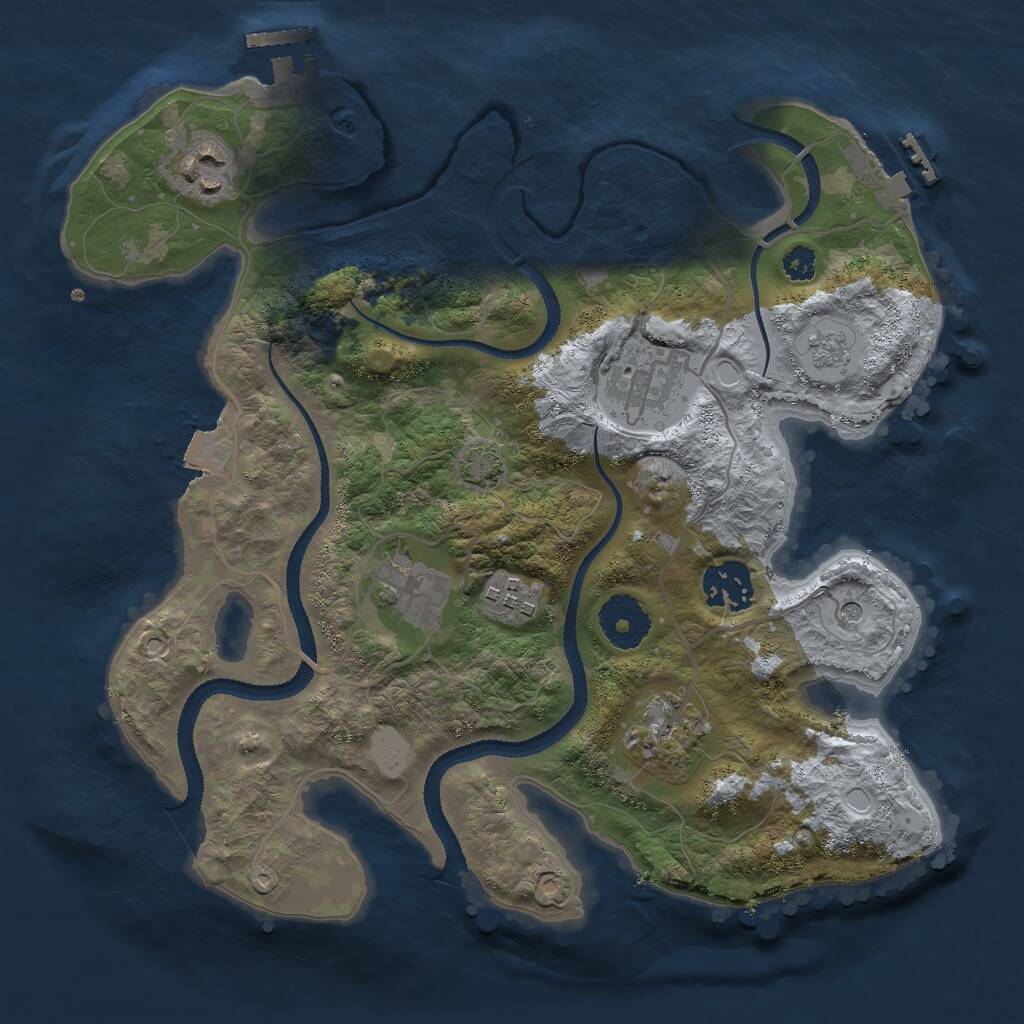 Rust Map: Procedural Map, Size: 3000, Seed: 92465, 12 Monuments