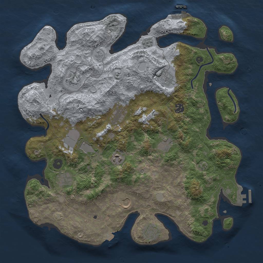 Rust Map: Procedural Map, Size: 3950, Seed: 83823662, 19 Monuments