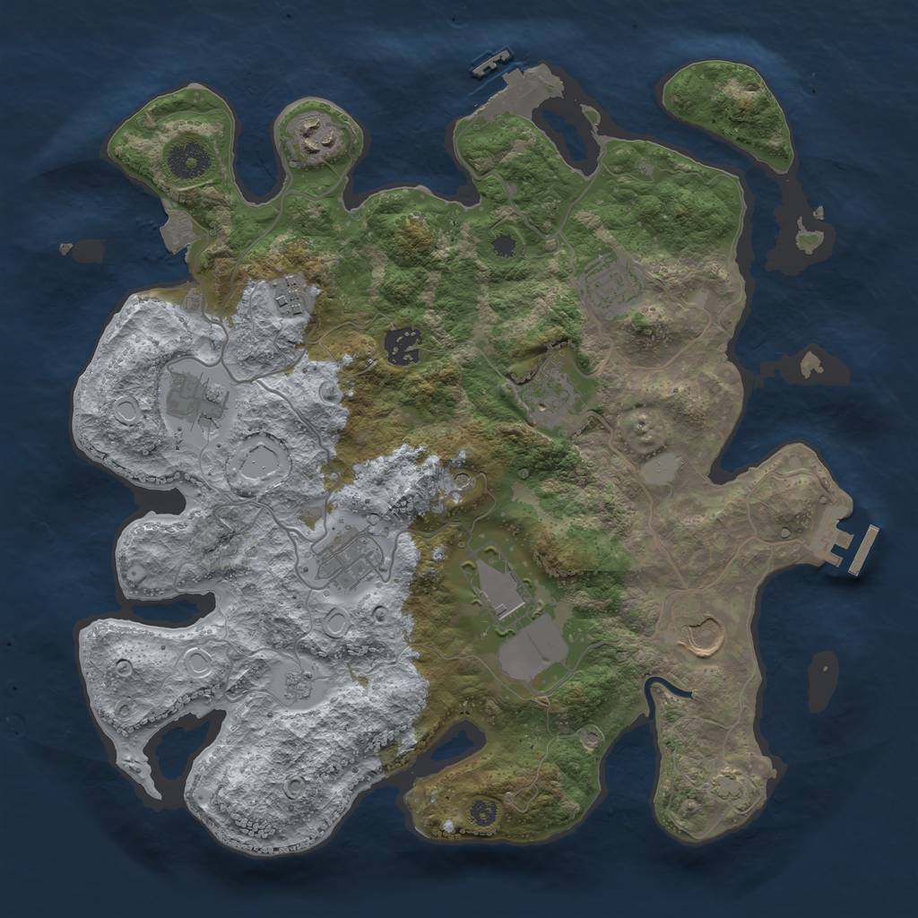 Rust Map: Procedural Map, Size: 3500, Seed: 691580652, 17 Monuments