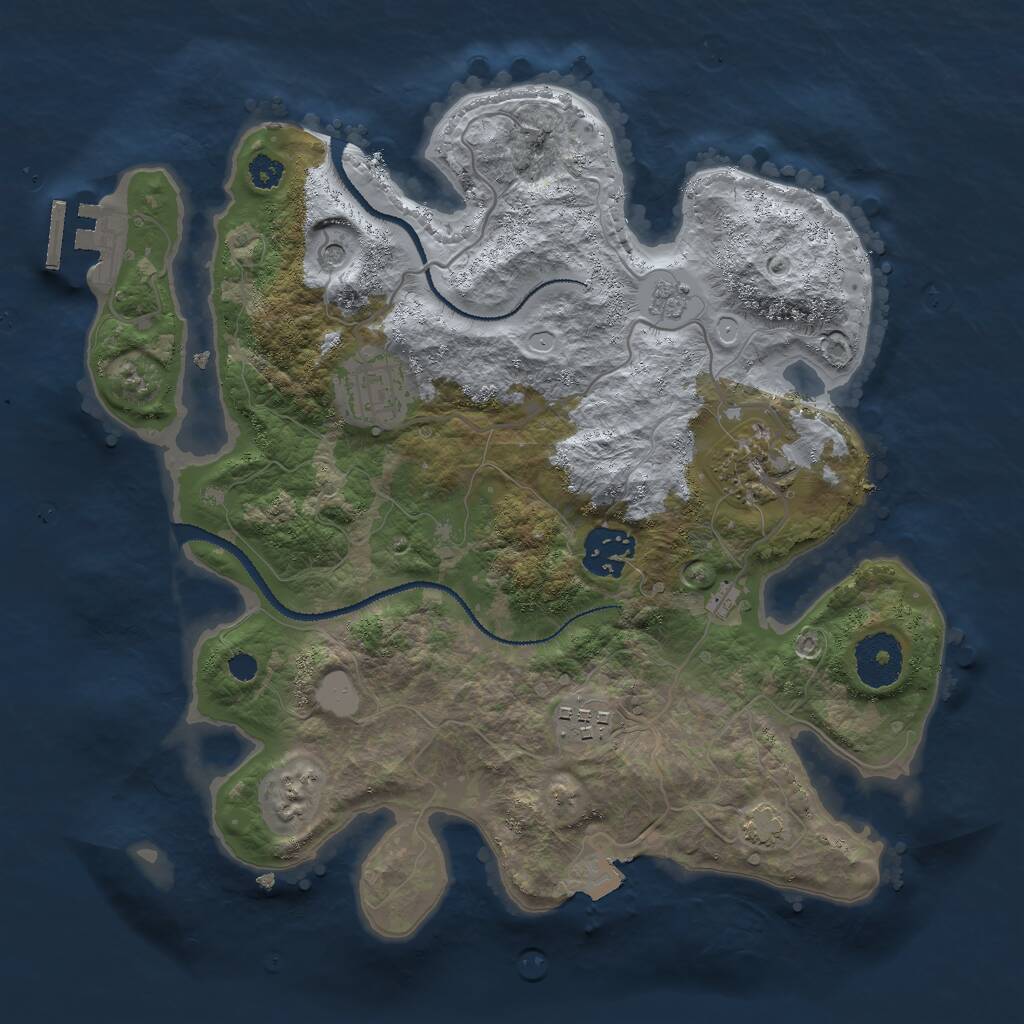 Rust Map: Procedural Map, Size: 3000, Seed: 1393635608, 9 Monuments