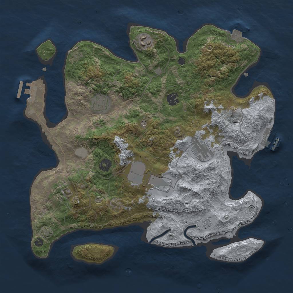 Rust Map: Procedural Map, Size: 3500, Seed: 1920047780, 14 Monuments