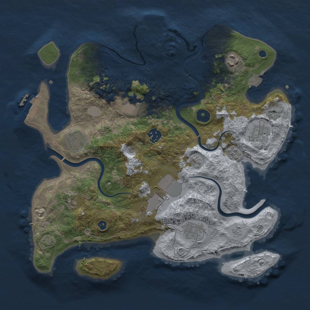 Rust Map: Procedural Map, Size: 3500, Seed: 1920047780, 15 Monuments