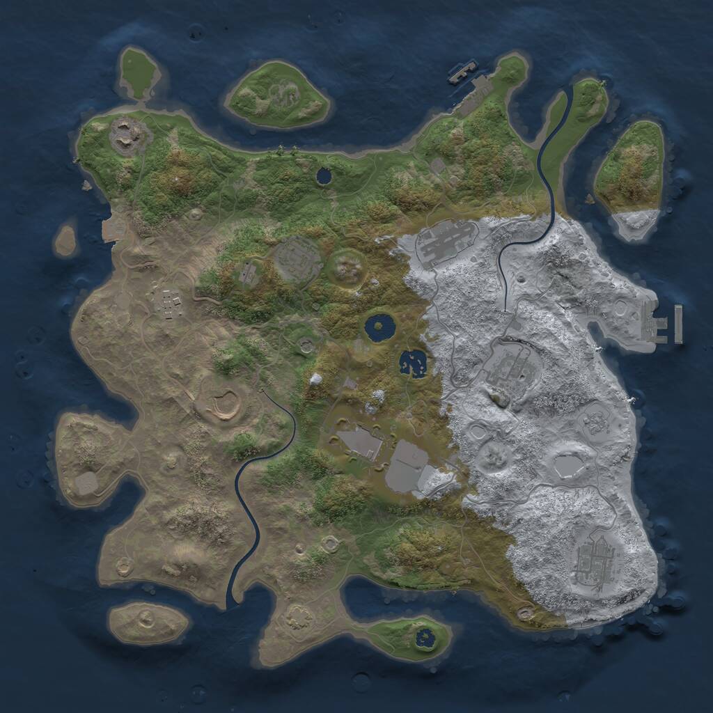 Rust Map: Procedural Map, Size: 3700, Seed: 379439500, 15 Monuments