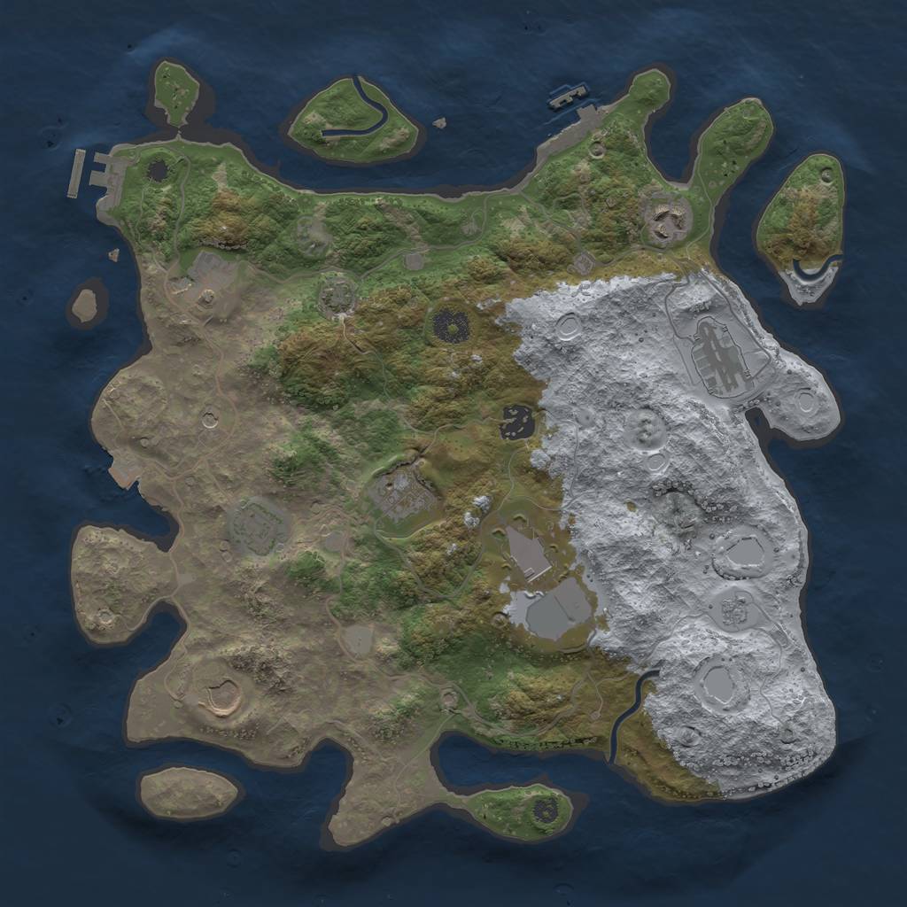 Rust Map: Procedural Map, Size: 3700, Seed: 379439500, 16 Monuments