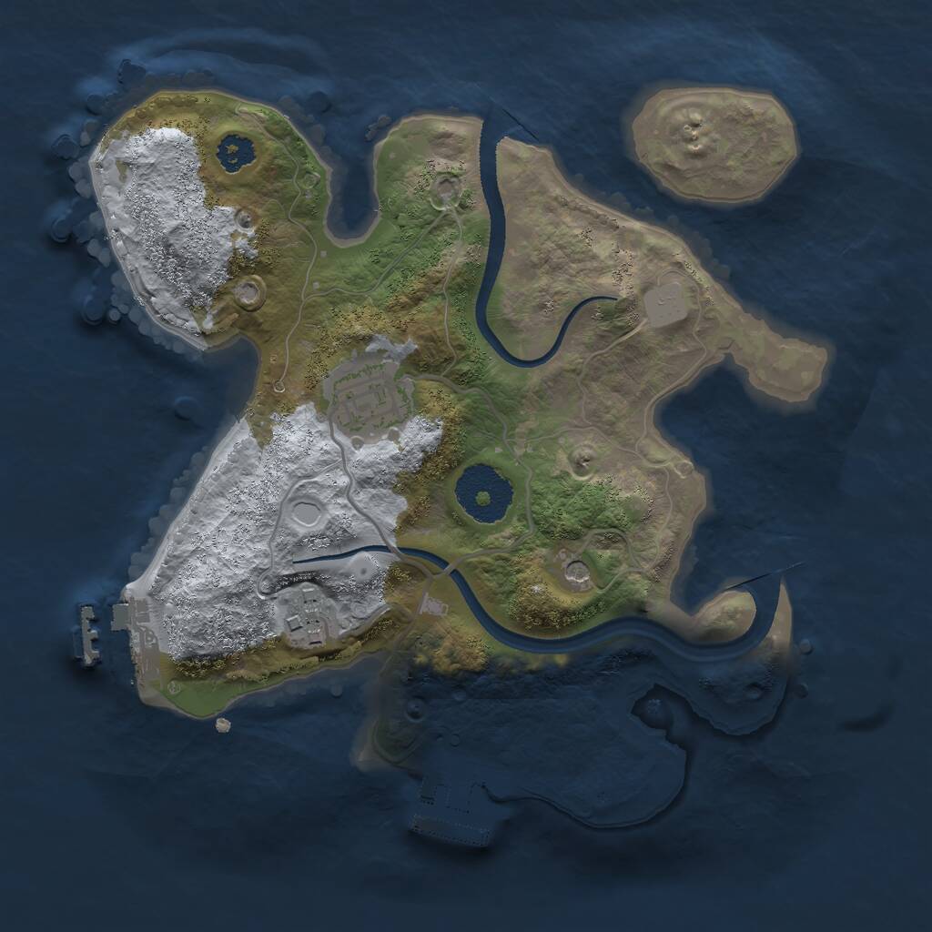 Rust Map: Procedural Map, Size: 2500, Seed: 342423, 6 Monuments