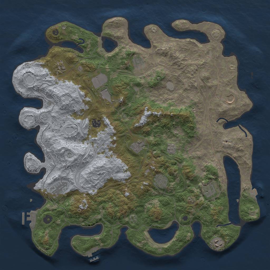 Rust Map: Procedural Map, Size: 4500, Seed: 1027840126, 19 Monuments