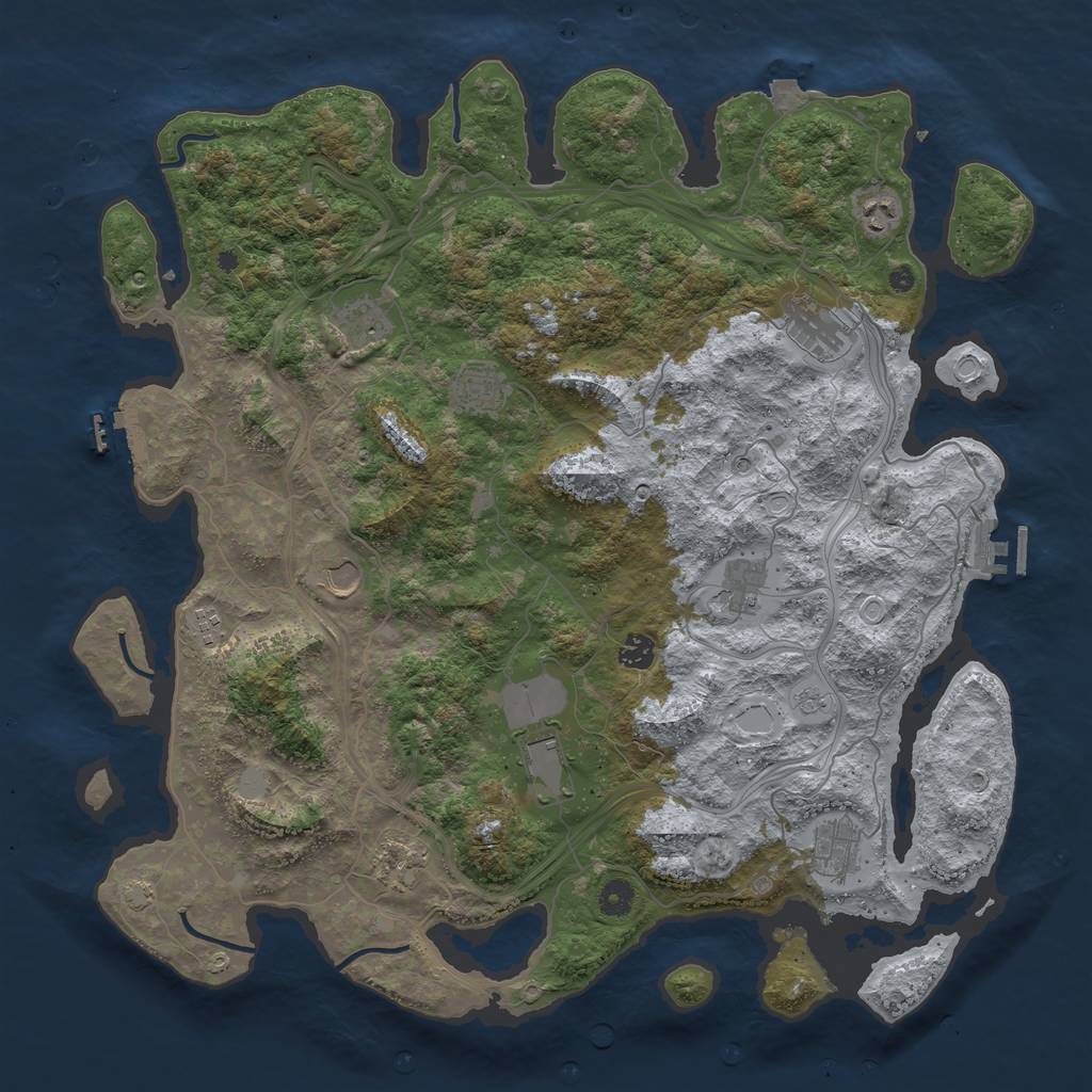 Rust Map: Procedural Map, Size: 4500, Seed: 834898228, 19 Monuments