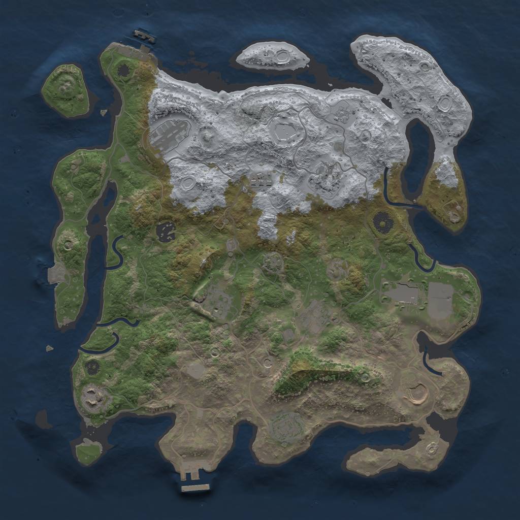 Rust Map: Procedural Map, Size: 3750, Seed: 75917, 18 Monuments