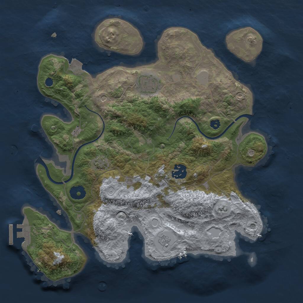 Rust Map: Procedural Map, Size: 3000, Seed: 24254, 7 Monuments
