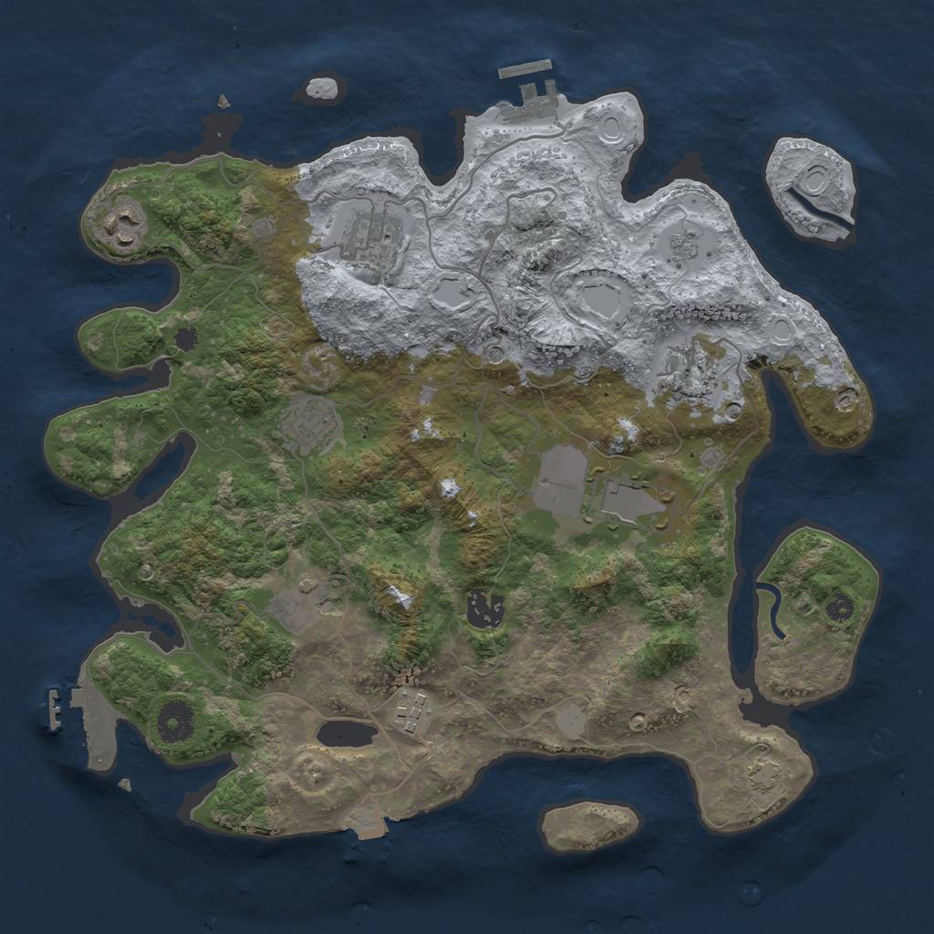 Rust Map: Procedural Map, Size: 3500, Seed: 1936404151, 16 Monuments