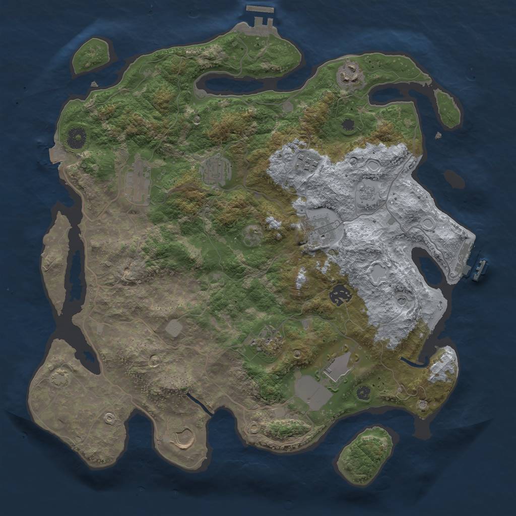 Rust Map: Procedural Map, Size: 3750, Seed: 1122251835, 17 Monuments