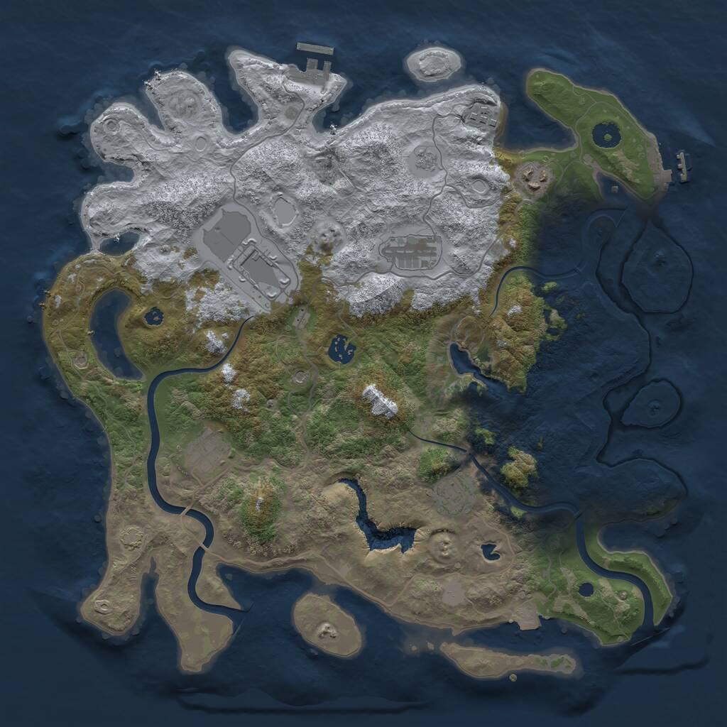 Rust Map: Procedural Map, Size: 4000, Seed: 21007, 13 Monuments