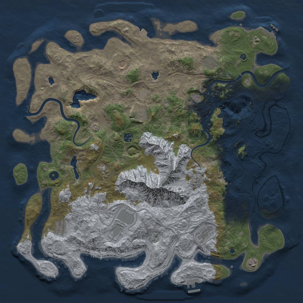 Rust Map: Procedural Map, Size: 5000, Seed: 1828992540, 17 Monuments