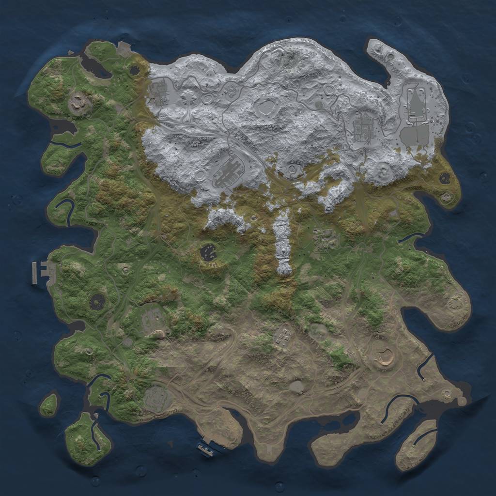 Rust Map: Procedural Map, Size: 4500, Seed: 344697868, 19 Monuments