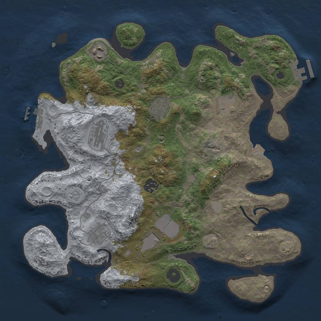 Rust Map: Procedural Map, Size: 3500, Seed: 1135558541, 15 Monuments