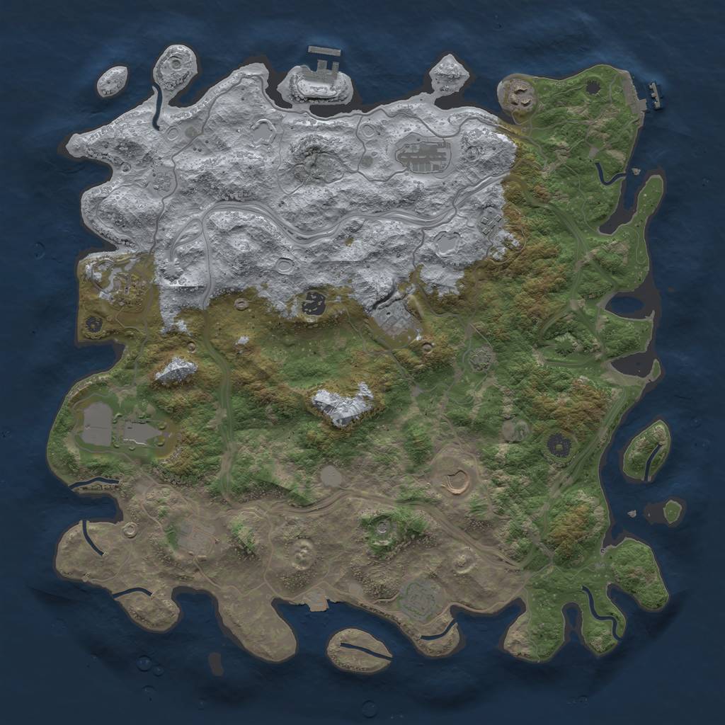 Rust Map: Procedural Map, Size: 4500, Seed: 1492766223, 18 Monuments