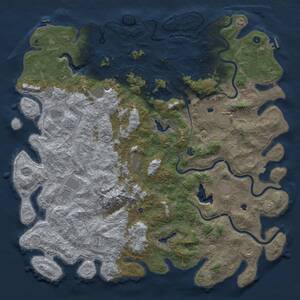 Thumbnail Rust Map: Procedural Map, Size: 6000, Seed: 302982962, 17 Monuments