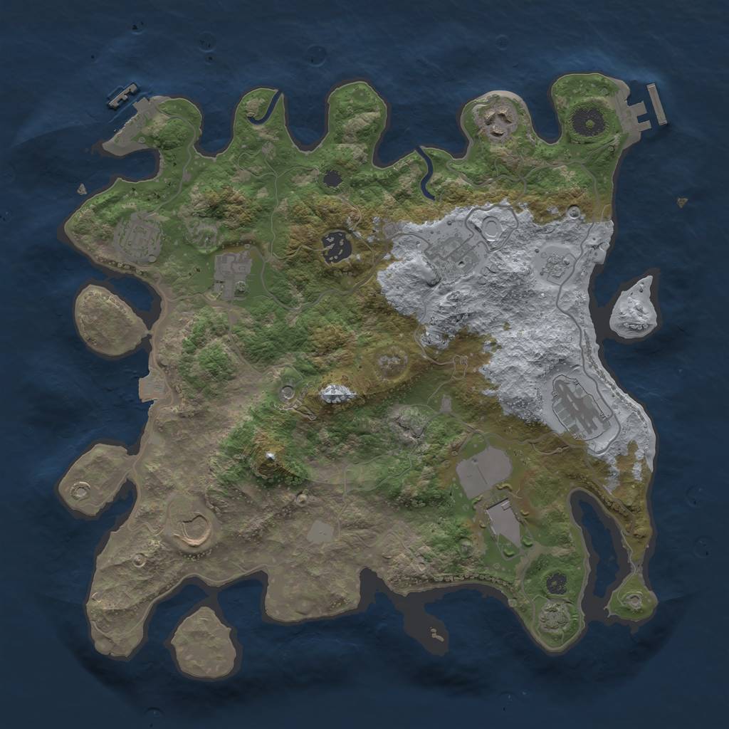 Rust Map: Procedural Map, Size: 3500, Seed: 54794129, 16 Monuments