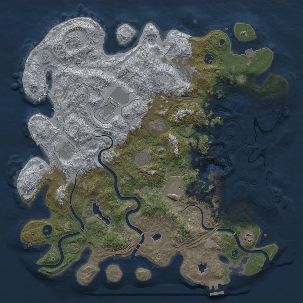 Rust Map: Procedural Map, Size: 4500, Seed: 2812, 16 Monuments