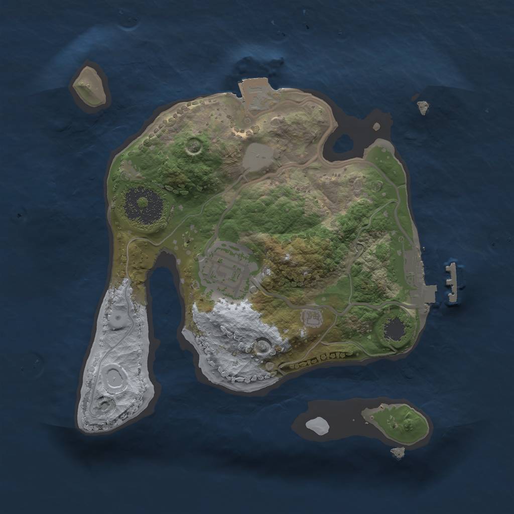 Rust Map: Procedural Map, Size: 2000, Seed: 1399167109, 5 Monuments