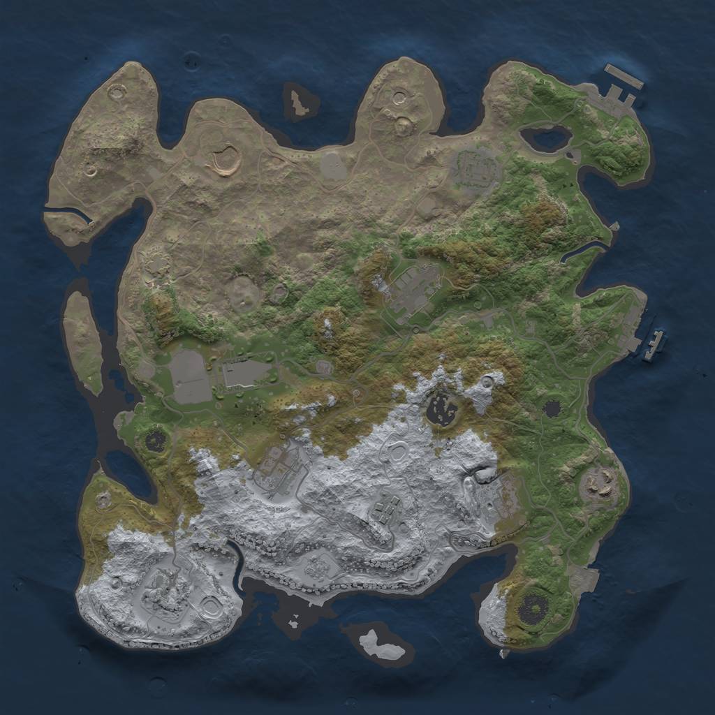 Rust Map: Procedural Map, Size: 3500, Seed: 329703624, 18 Monuments