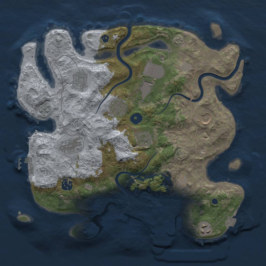 Rust Map: Procedural Map, Size: 3500, Seed: 1258169999, 16 Monuments