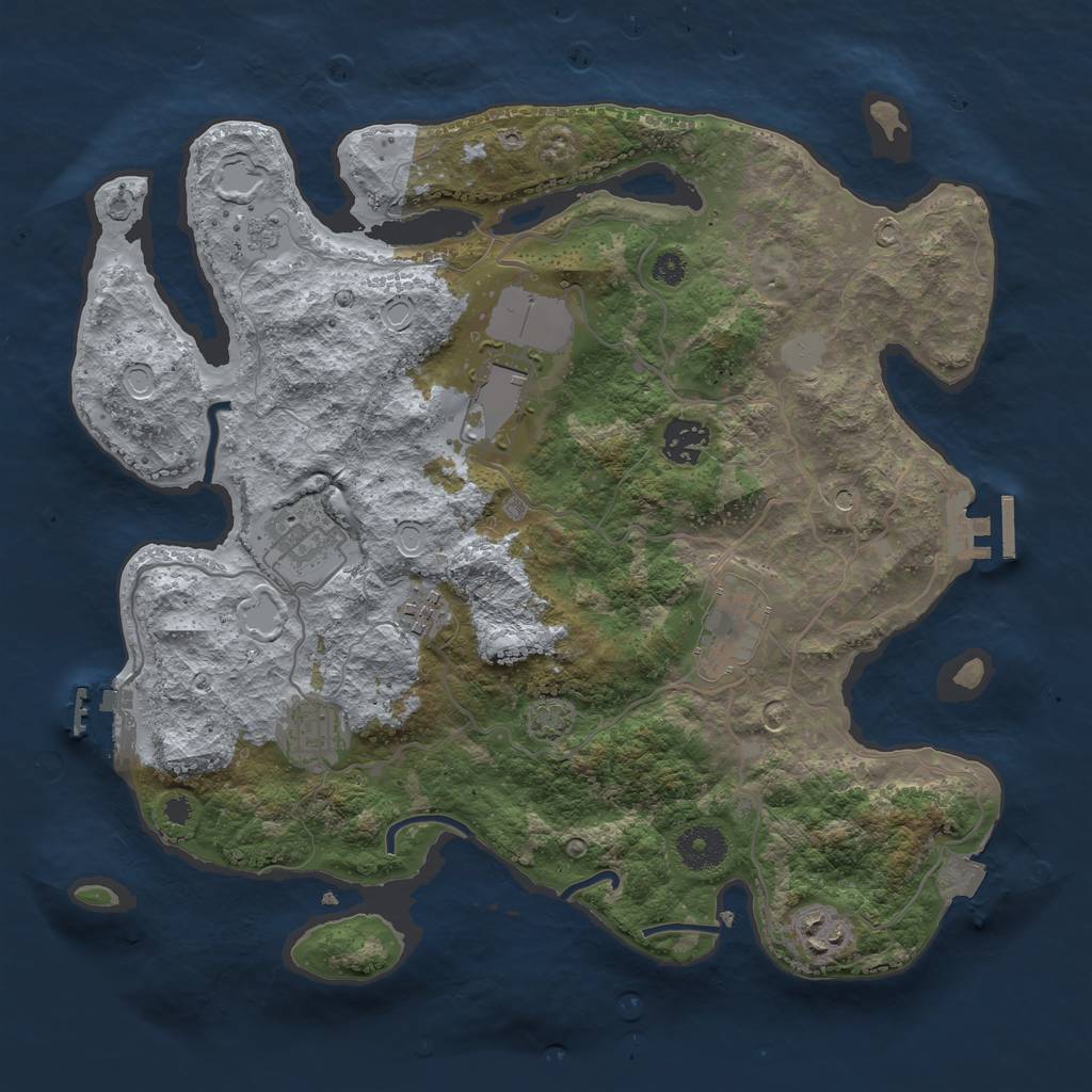 Rust Map: Procedural Map, Size: 3500, Seed: 1258169999, 15 Monuments