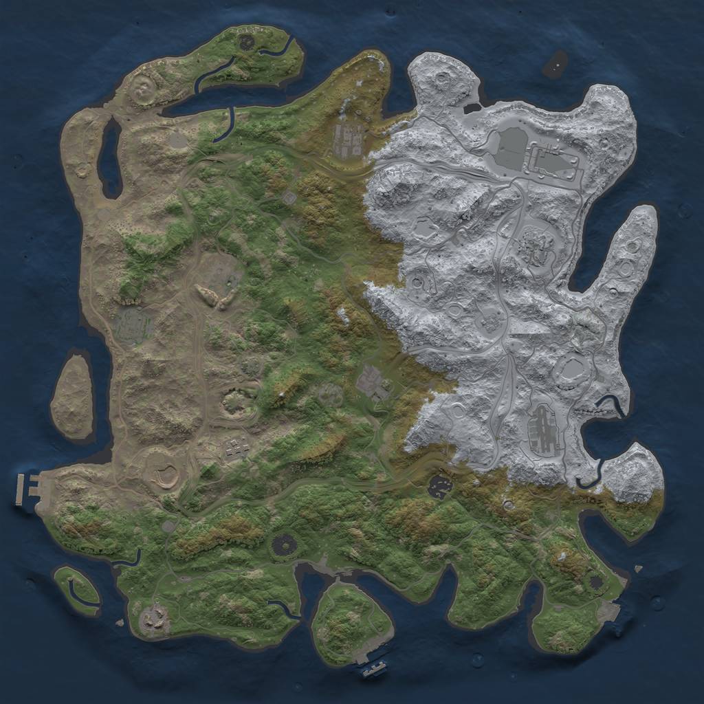 Rust Map: Procedural Map, Size: 4500, Seed: 1084391602, 19 Monuments