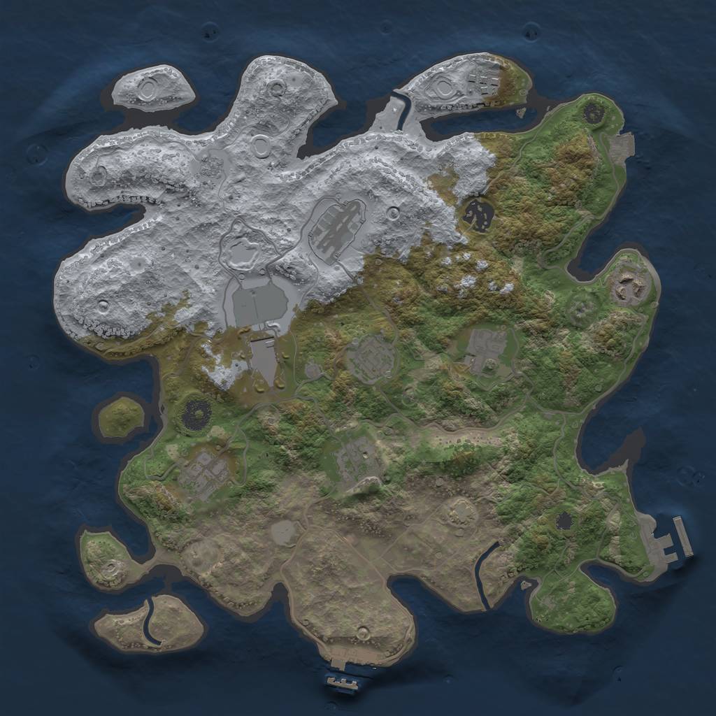 Rust Map: Procedural Map, Size: 3500, Seed: 1270171307, 16 Monuments