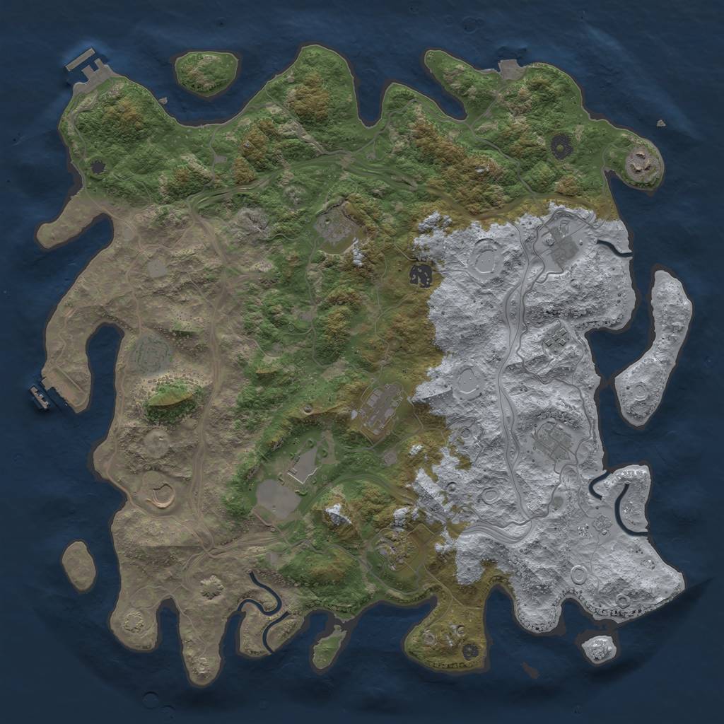 Rust Map: Procedural Map, Size: 4500, Seed: 980146160, 19 Monuments