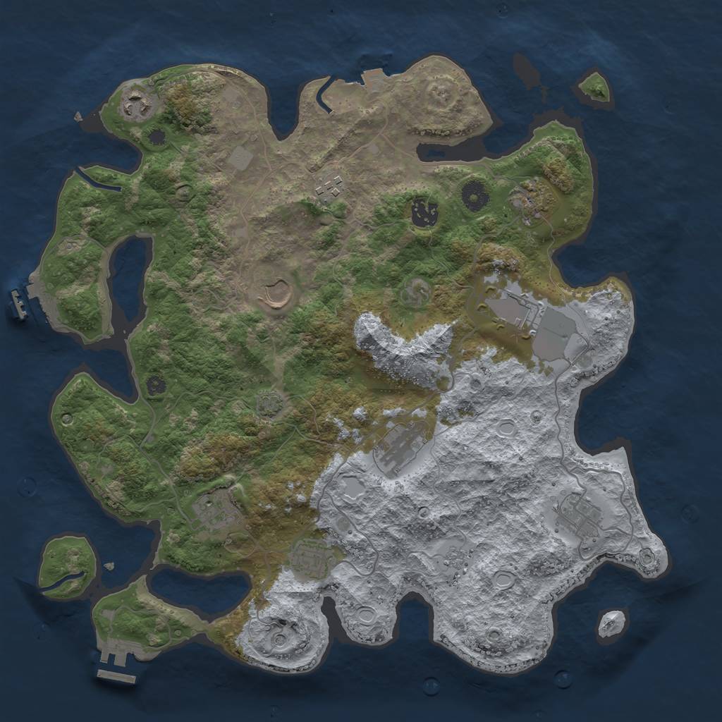 Rust Map: Procedural Map, Size: 3800, Seed: 528265, 18 Monuments