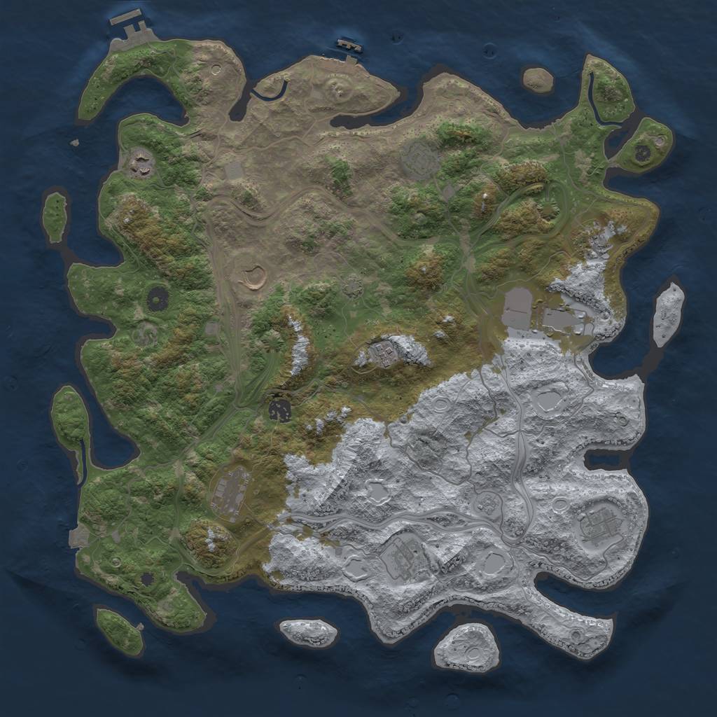 Rust Map: Procedural Map, Size: 4500, Seed: 138663487, 18 Monuments