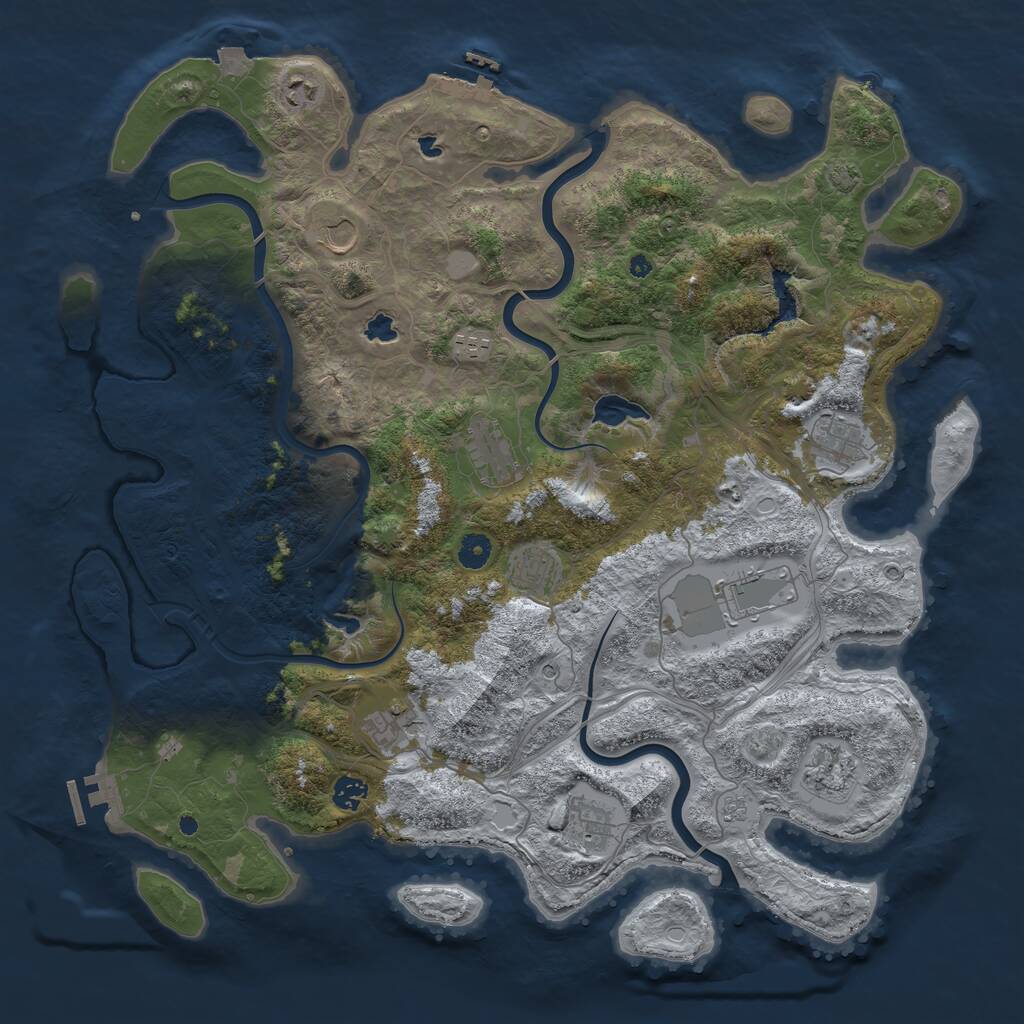 Rust Map: Procedural Map, Size: 4500, Seed: 138663487, 17 Monuments