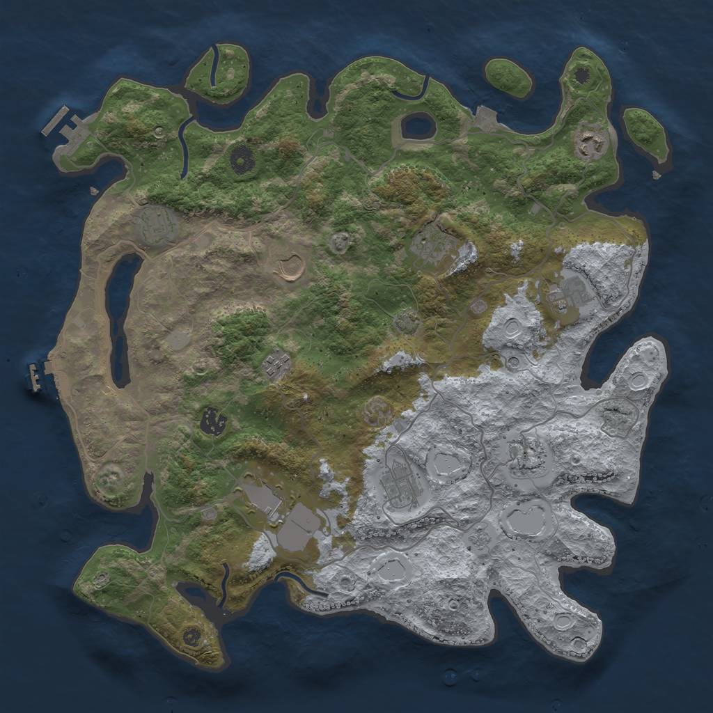 Rust Map: Procedural Map, Size: 4000, Seed: 702110, 18 Monuments