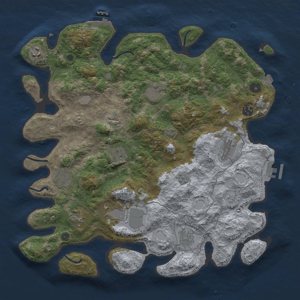 Rust Map: Procedural Map, Size: 4000, Seed: 17542889, 18 Monuments