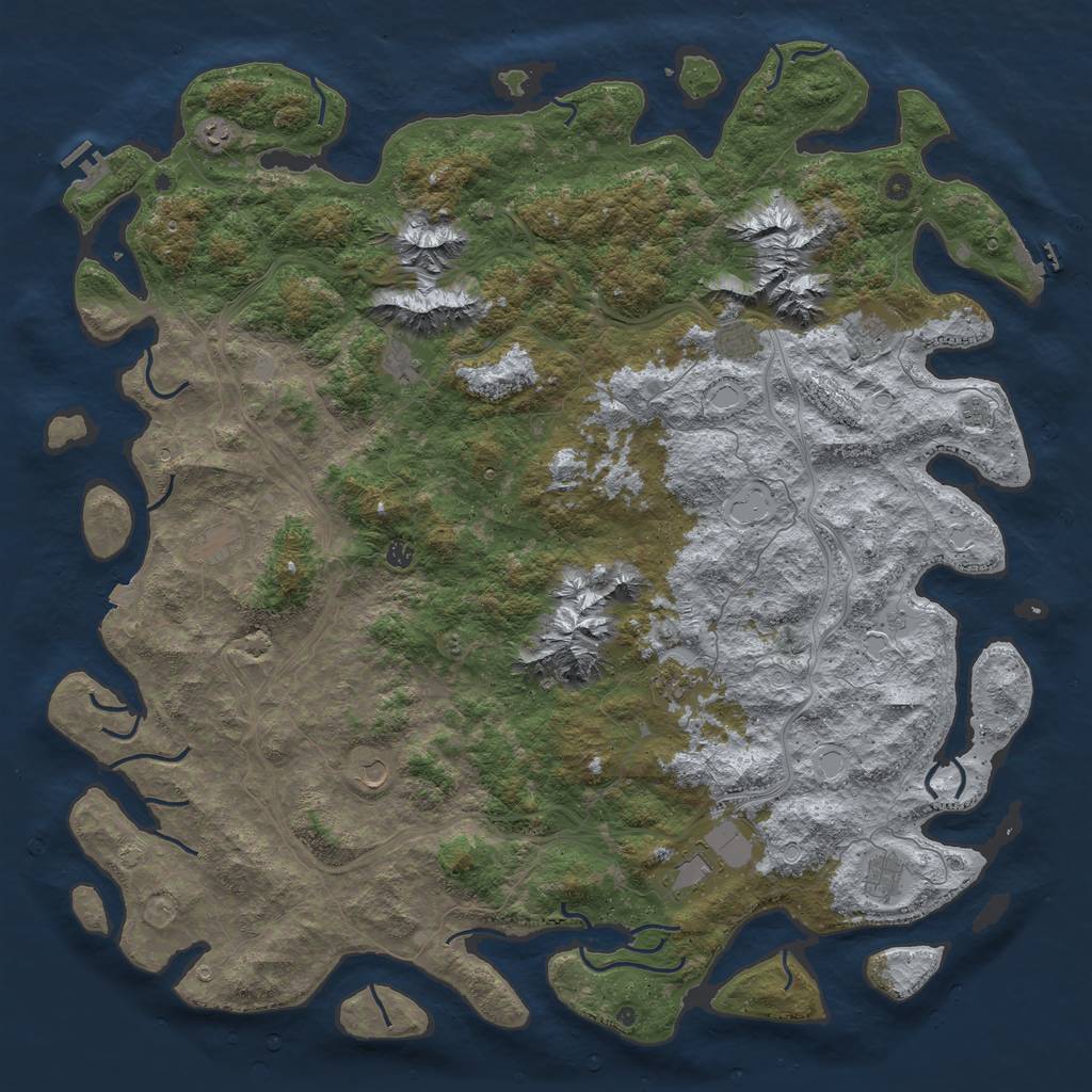 Rust Map: Procedural Map, Size: 6000, Seed: 60729940, 19 Monuments