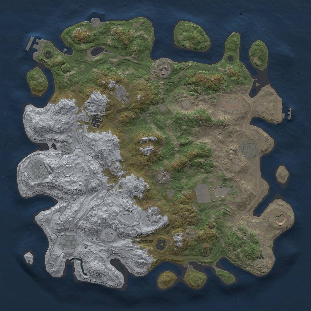 Rust Map: Procedural Map, Size: 4250, Seed: 573993293, 19 Monuments