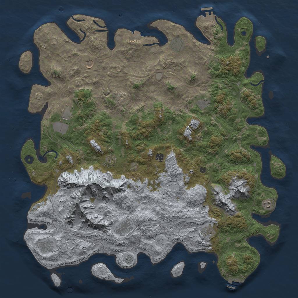 Rust Map: Procedural Map, Size: 5250, Seed: 344252380, 19 Monuments