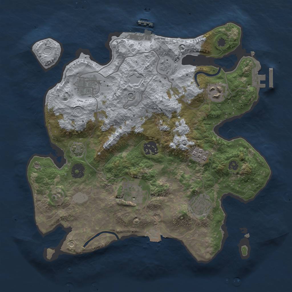 Rust Map: Procedural Map, Size: 3000, Seed: 661436519, 14 Monuments