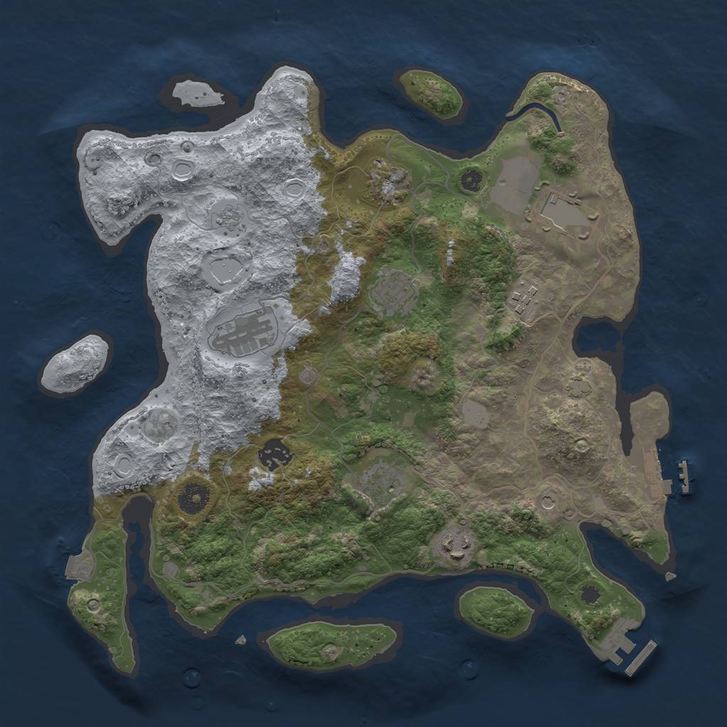 Rust Map: Procedural Map, Size: 3500, Seed: 521926010, 16 Monuments