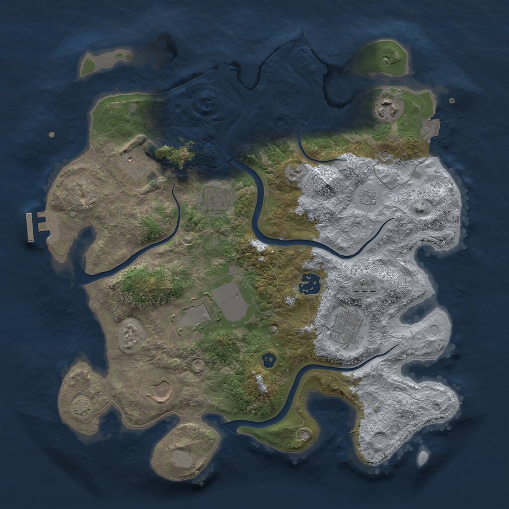 Rust Map: Procedural Map, Size: 3500, Seed: 1527085124, 13 Monuments
