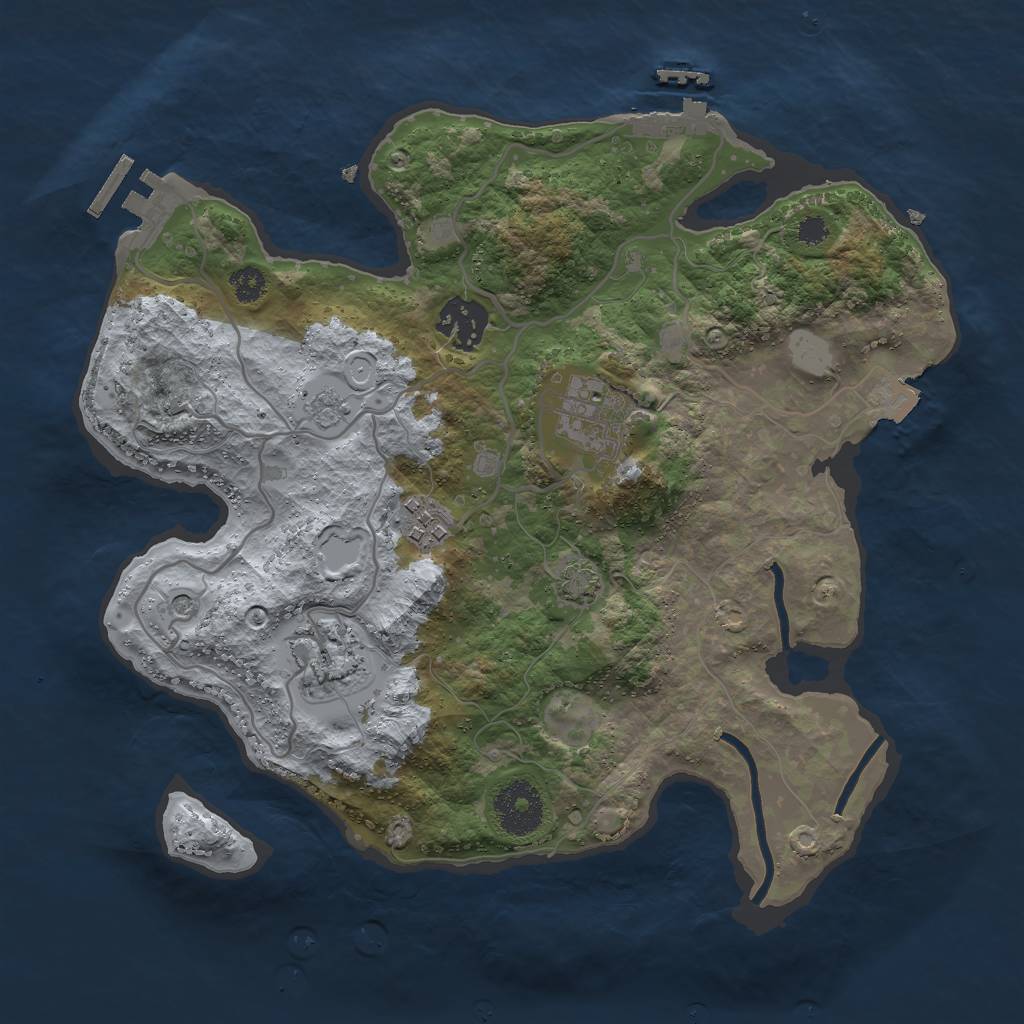 Rust Map: Procedural Map, Size: 3000, Seed: 17414, 12 Monuments