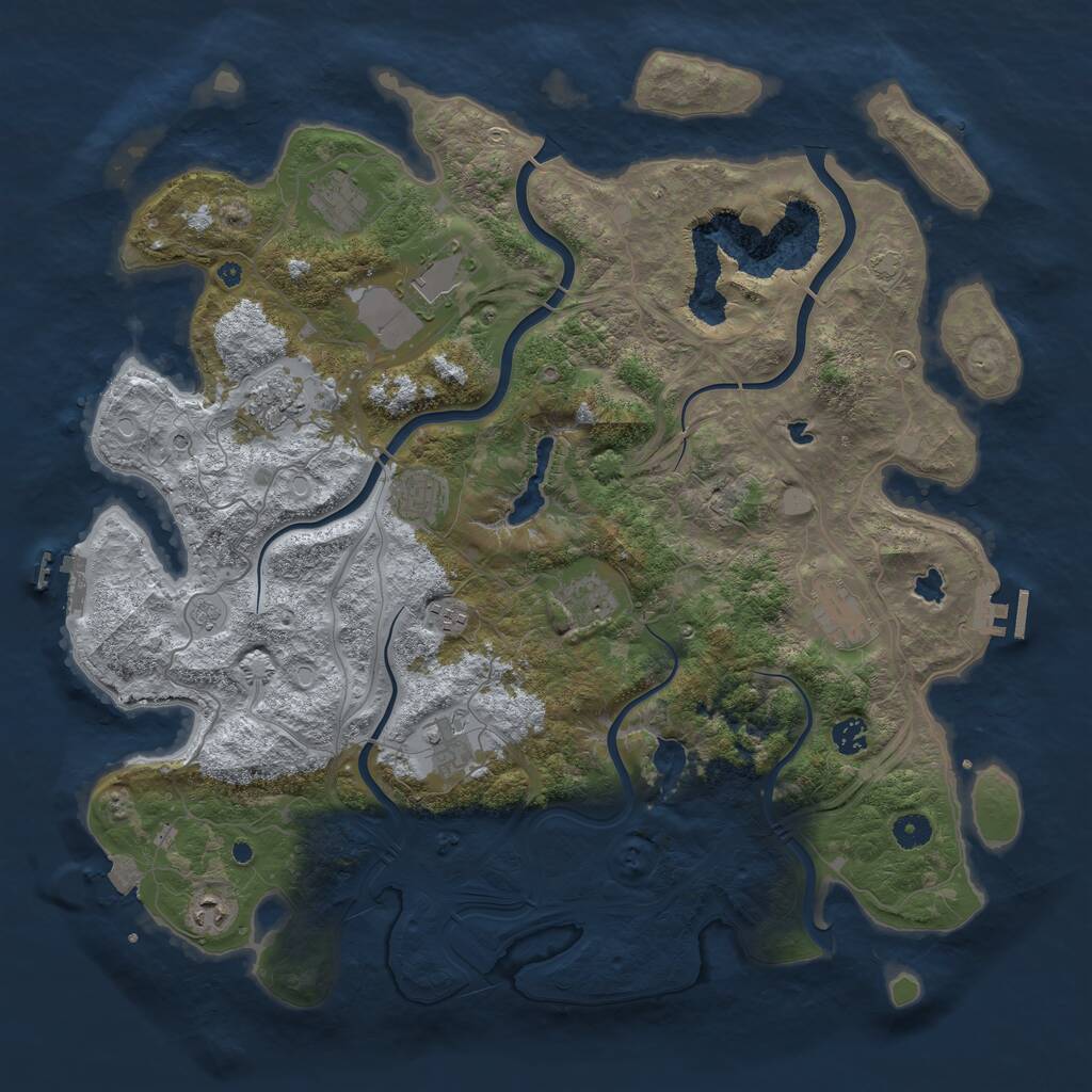 Rust Map: Procedural Map, Size: 4500, Seed: 668877, 16 Monuments