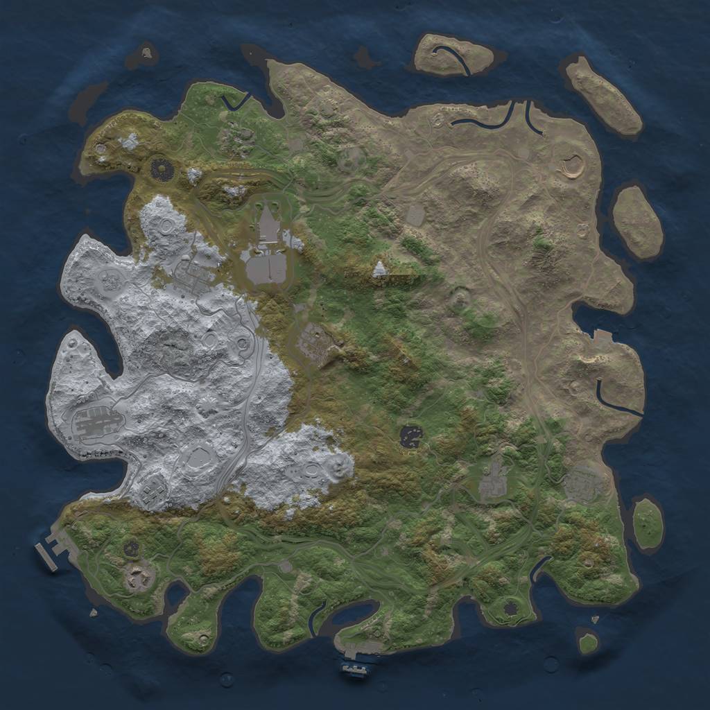 Rust Map: Procedural Map, Size: 4500, Seed: 668877, 19 Monuments