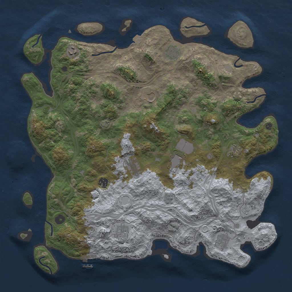 Rust Map: Procedural Map, Size: 4500, Seed: 650812505, 17 Monuments