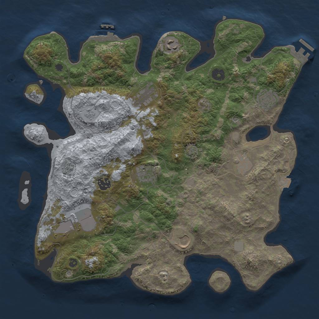 Rust Map: Procedural Map, Size: 3700, Seed: 5344, 17 Monuments