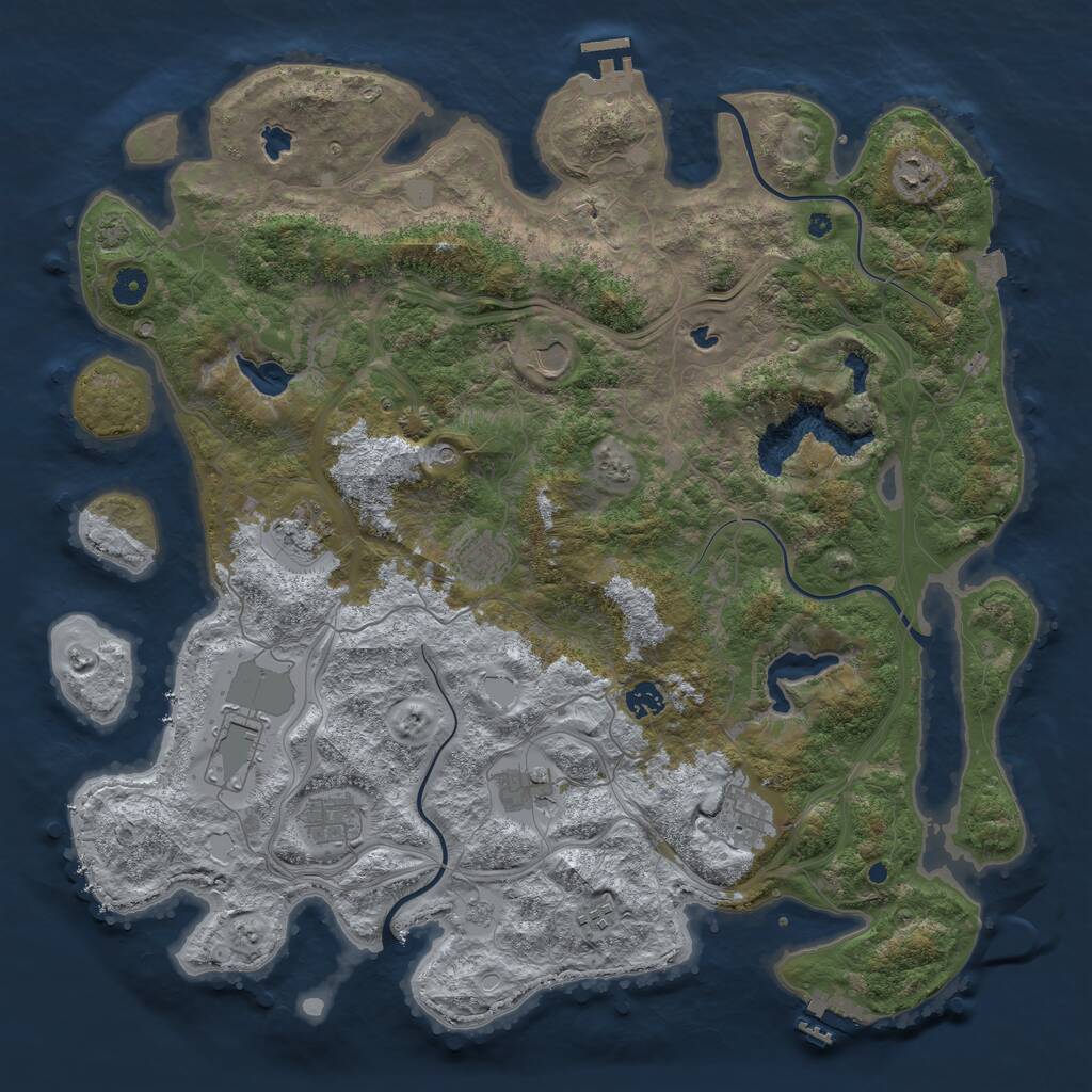 Rust Map: Procedural Map, Size: 4500, Seed: 251499457, 16 Monuments