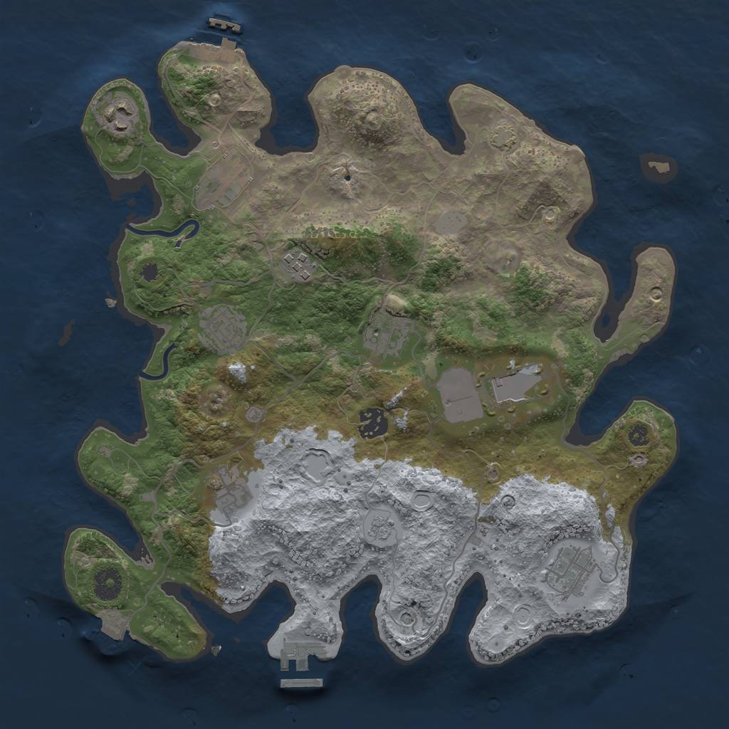 Rust Map: Procedural Map, Size: 3500, Seed: 7224893, 17 Monuments